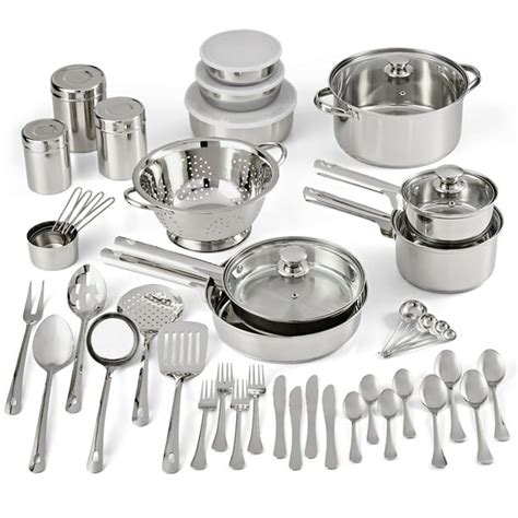 cooks kitchen-in-a-box 52-pc stainless steel cookware set|costco cooking utensils.